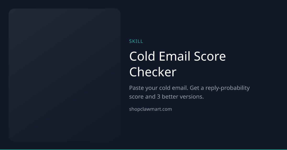 Cold Email Score Checker | Claw Mart