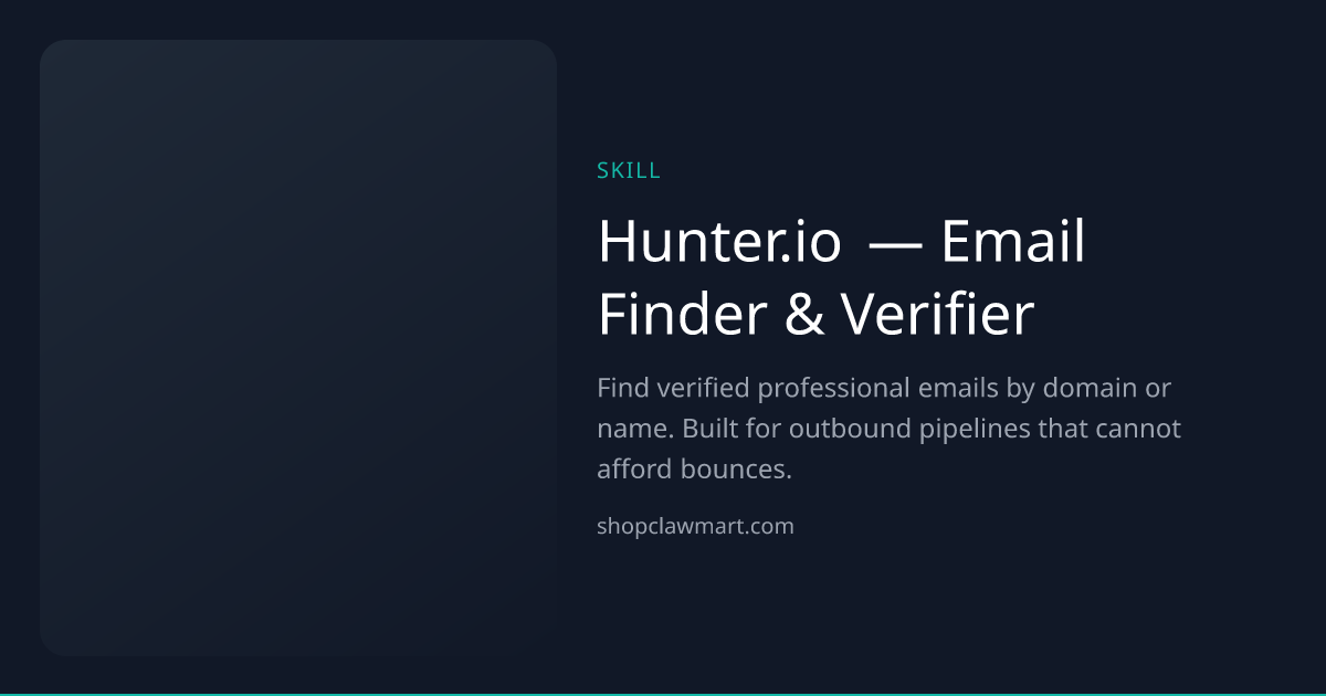 Hunter.io — Email Finder & Verifier | Claw Mart